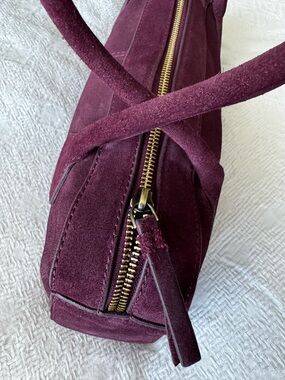 Suede Burgundy Shoulder Bag with Gold Hardware
